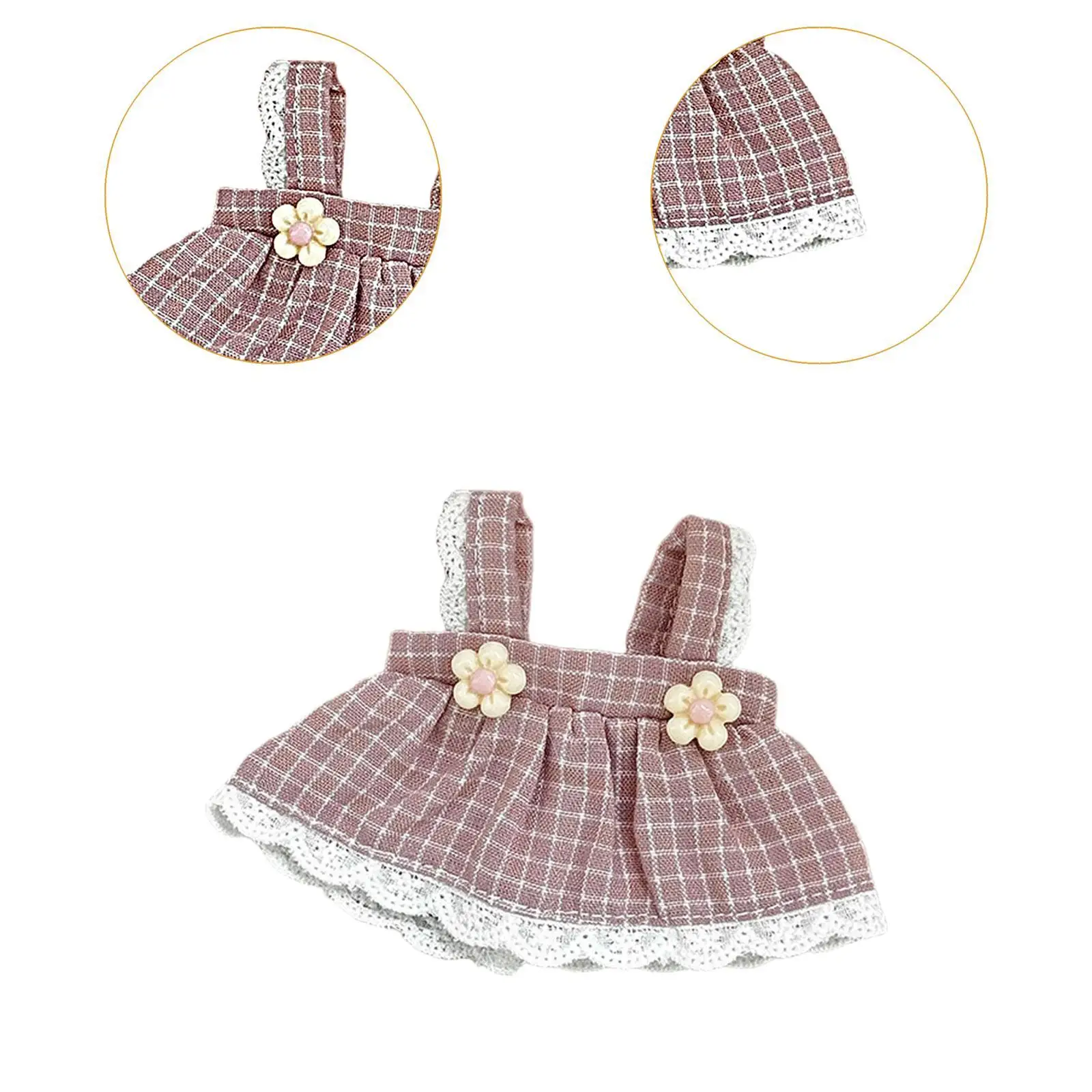 Gonna con bretelle per bambole Vestiti per bambole Giochi di ruolo Modello scozzese Costume Abbigliamento fatto a mano per bambole in cotone da 12 cm Regali di compleanno