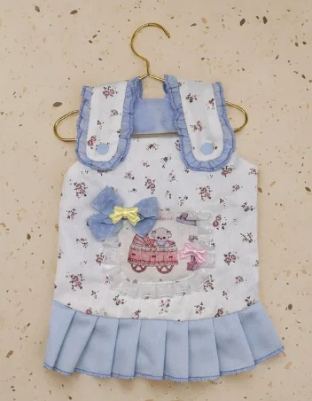 Cute Thin Spring Dog Clothes with Flying Sleeves New Pet Dog Floral Bow Yorkshire Skirt Princess Cat Puppy Clothes