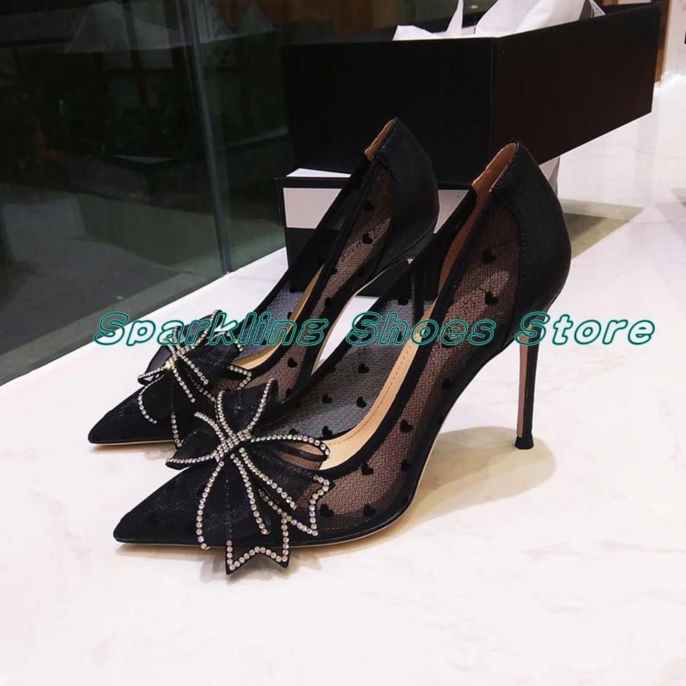 

Summer Versatile Pointed Toe Butterfly-Knot Sandals Slip On Cover Heel Outerwear High Heel Solid 2024 New Arrivals