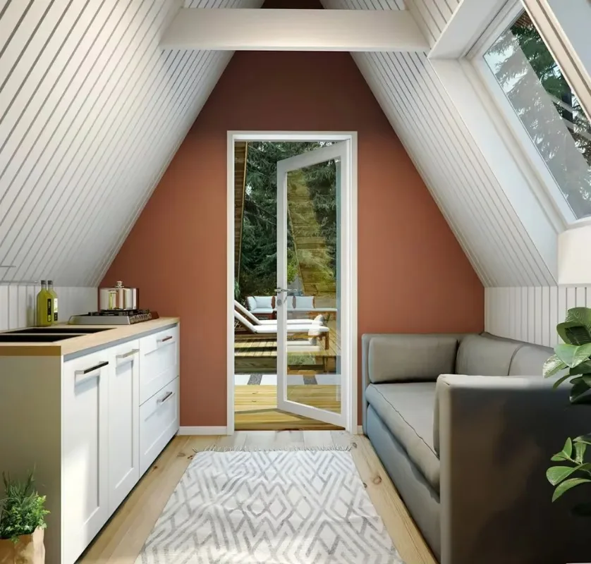 Modular Prefab Triangle A Frame Tiny House Portable Wooden Cabin Luxury Outdoor Living Home