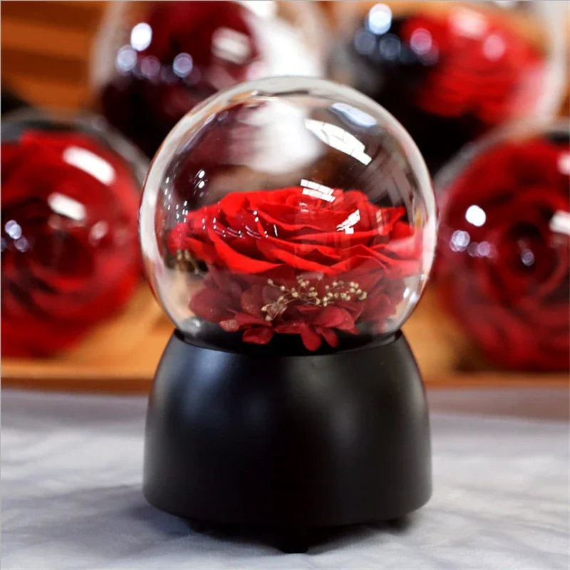 Luxury Eternal Rose Music Box, Preserved Flower Ball, Exquisite Gift for Mother's Day, Birthday, Anniversary, Valentine's Day