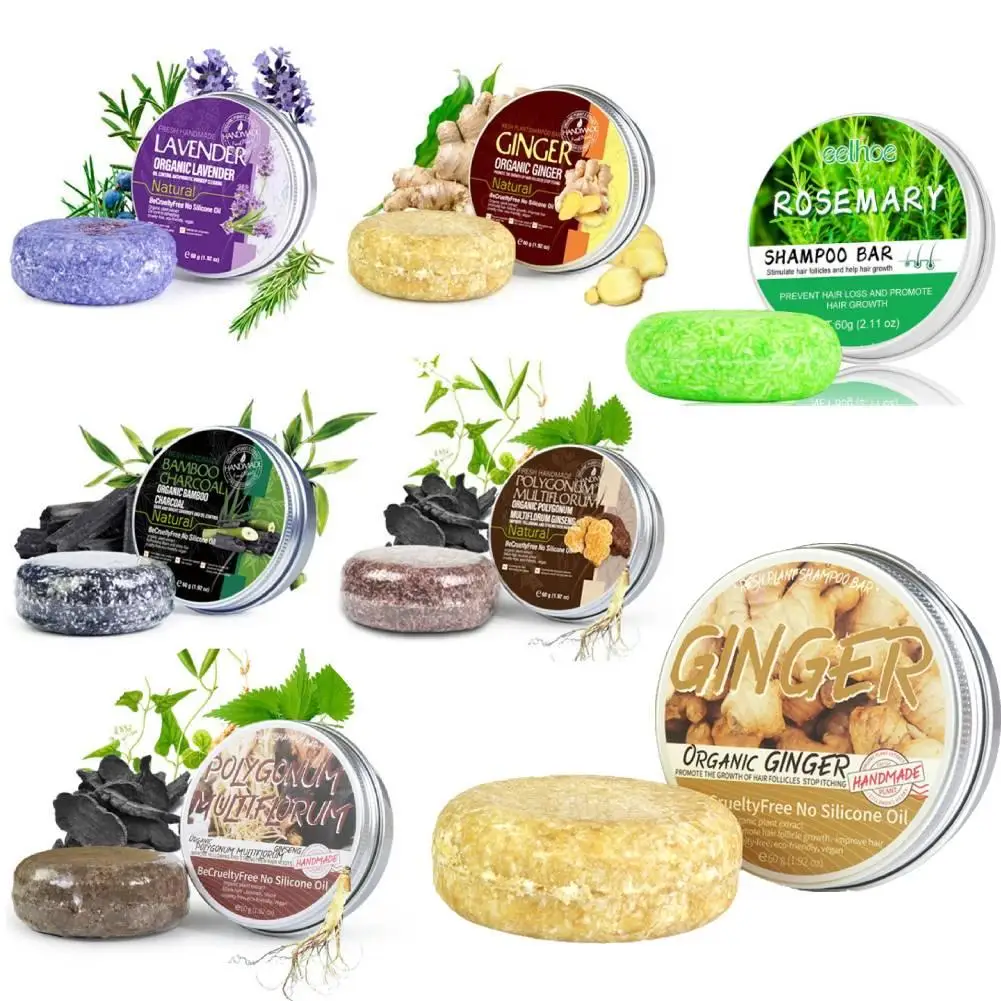 7types Ginger Handmade Shampoo Soap Cold Processed Soap Solid Shampoo Bar Pure Plant Hair Shampoos Hair Care