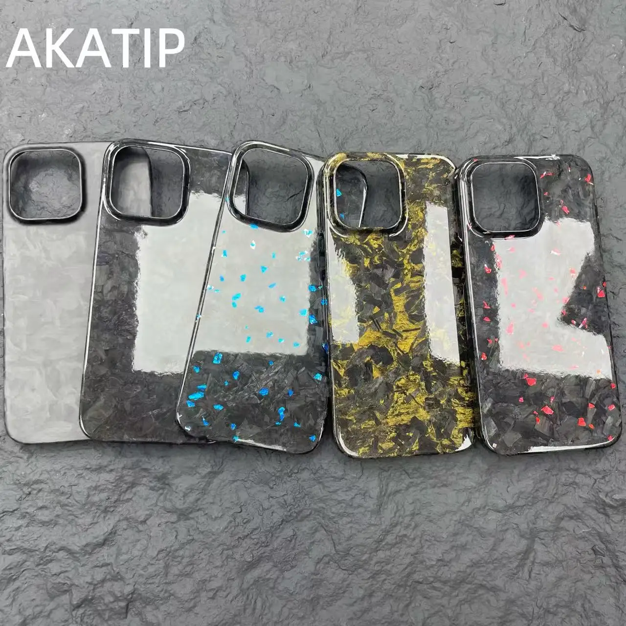 AKATIP Forged carbon fiber For iPhone 14/15/16 Pro Max ultra protective case gold foil anti-drop shockproof carbon fiber mobile