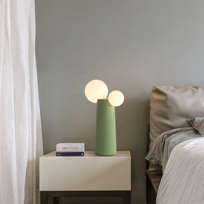 French Cream Style Master Bedroom Bedside Lamp Creative Art High-end Feeling Light Luxury Cactus Decorative Lamp 5 Colors