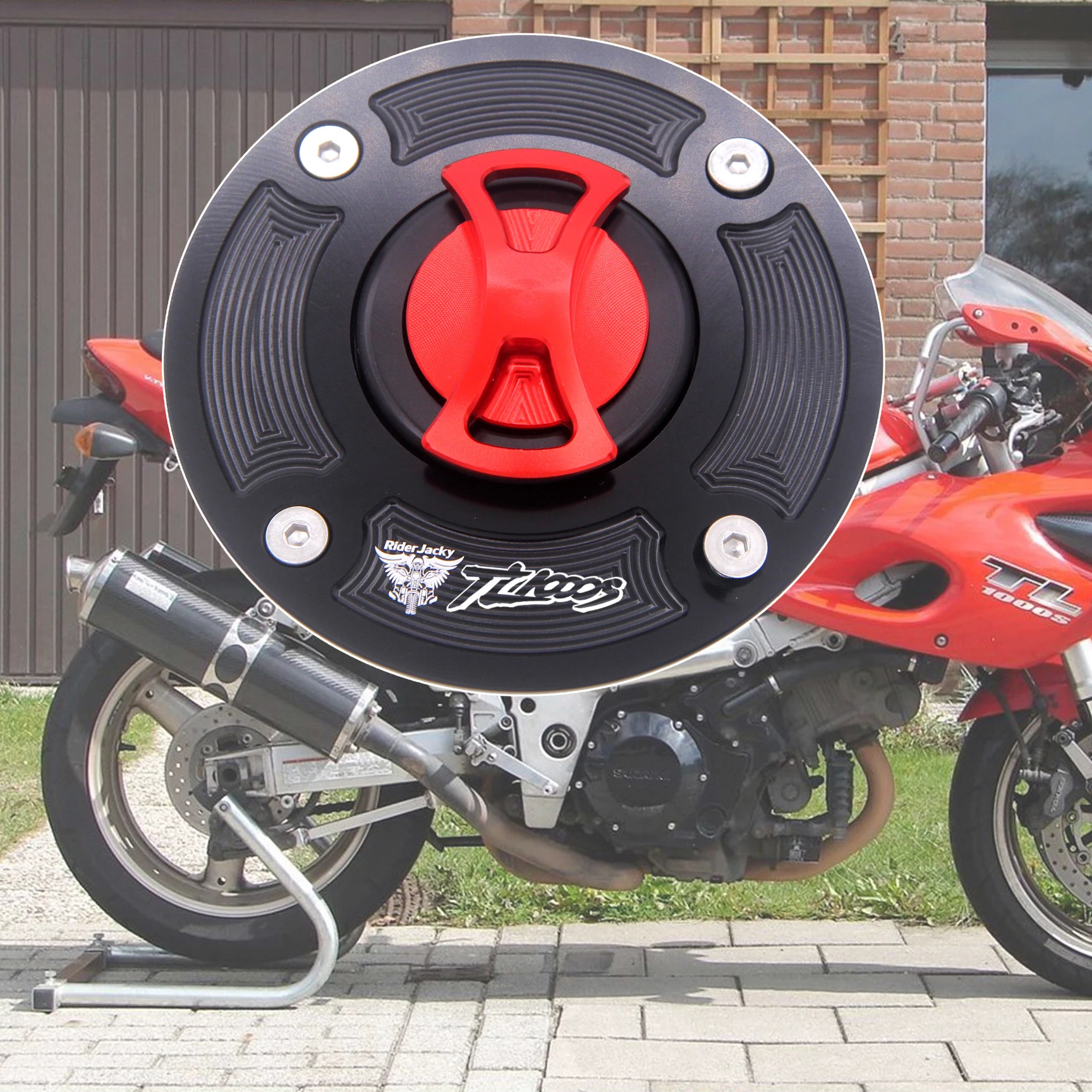RiderJacky® CNC Aluminum Keyless Gas Fuel Tank Cap Cover For Suzuki TL1000S 1997 1998 1999 2000 2001
