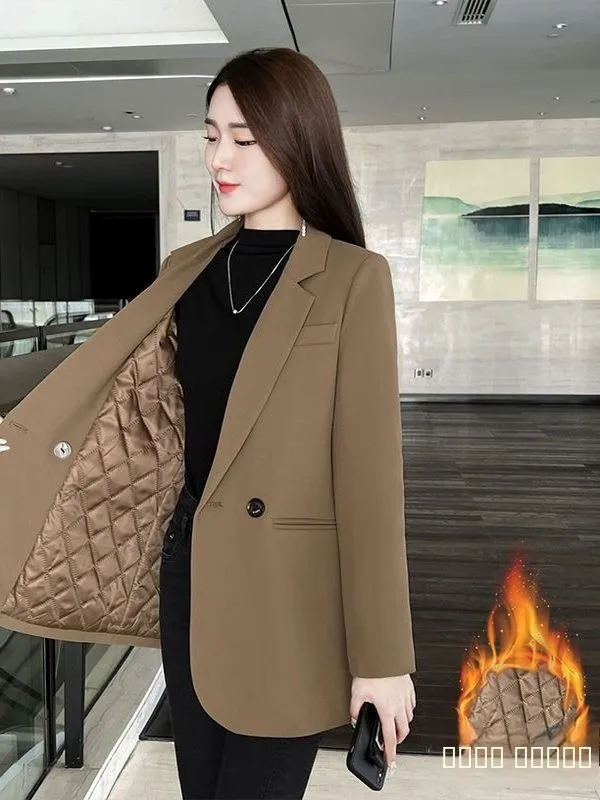 Damski komplet z bawełnianą podszewką, casualowy, jesienno-zimowy, nowy, mały rozmiar, elegancki, wysokiej jakości.