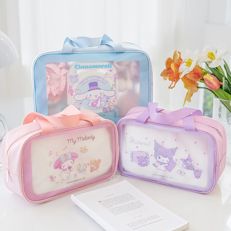 

Kawaii Sanrio Makeup Bag Melody Toiletry Storage Bag Cute Kouromi Cartoon See-through Large Capacity Waterproof Swimming Bag