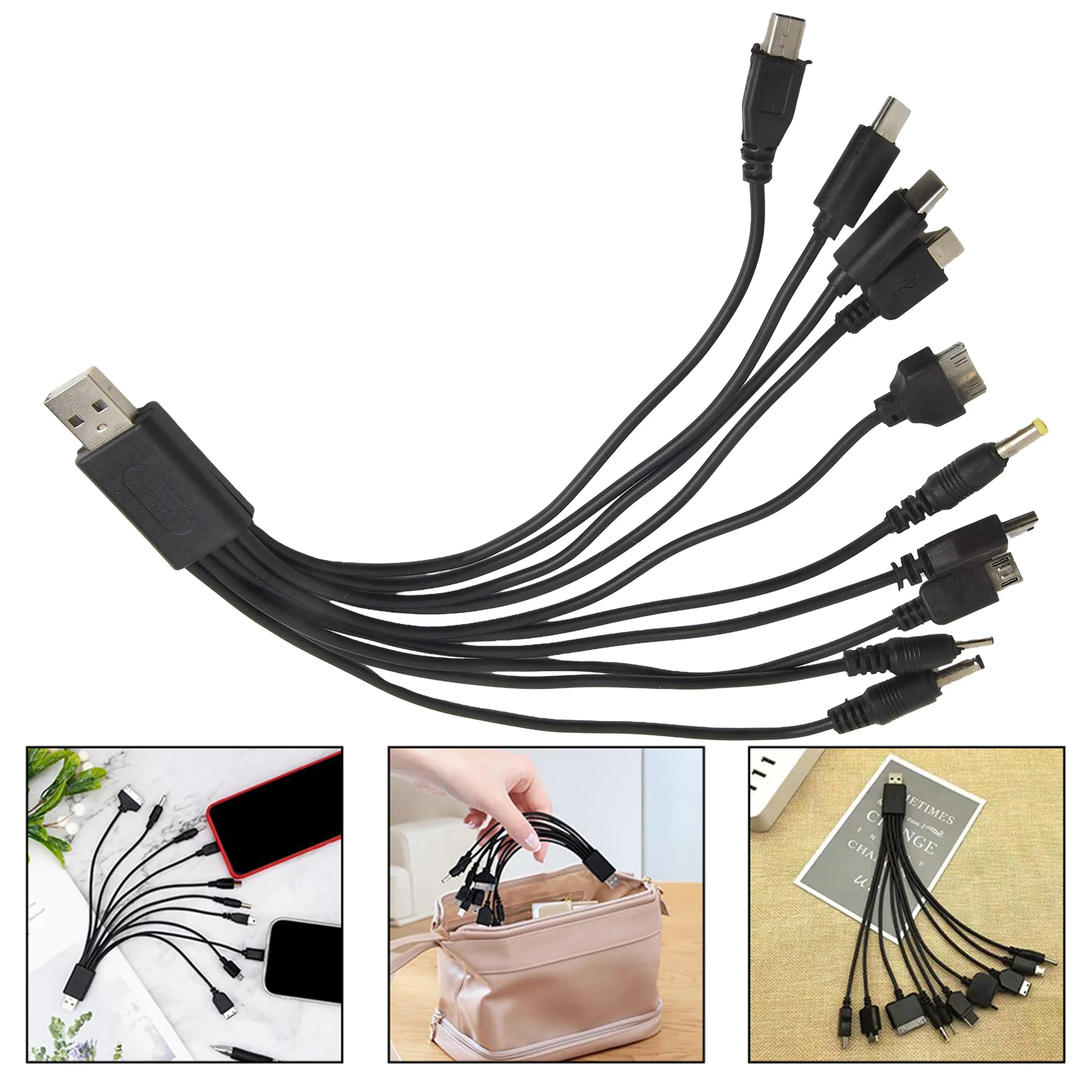 For MOTOROLA Versatile Charging Cable Home Use Black Versatile Mobile Charging Cable Secure Connection Lightweight Design