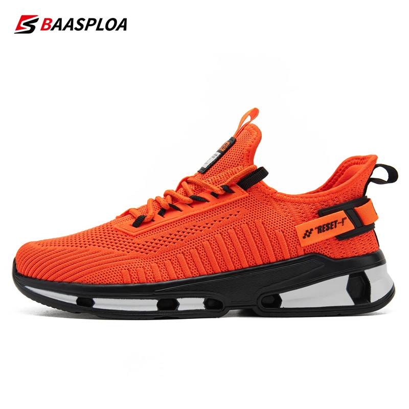 Baasploa Men\'s New Casual Knit Sneakers Lightweight Fashion Running Shoes Anti-Slip Shock-Absorbing Male Walking Tenis Shoes