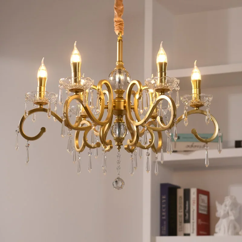 

French Luxury LED Crystal Pendant Lamp Luxury Living Room Hotel Lobby Family Restaurant Study Attic Decorative Chandelier