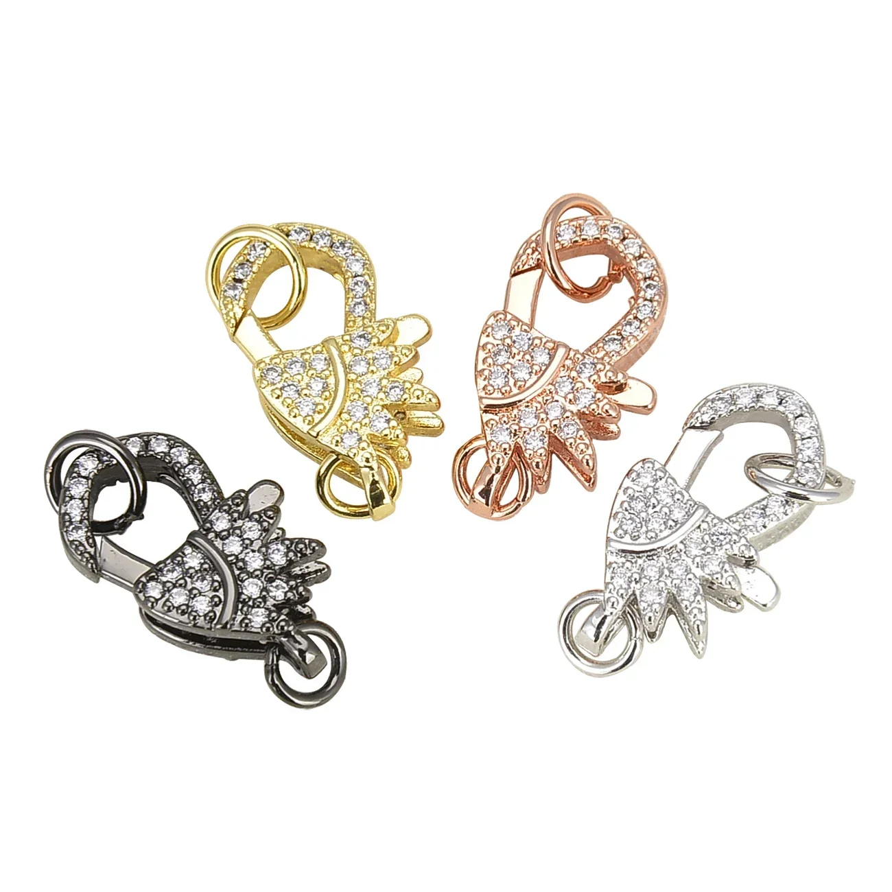 5 Pcs Connector Locks Supplies Fastener Lobster Clasps Paved Zircon Star Diamond Crown Wings Shape Accessories Items Wholesale