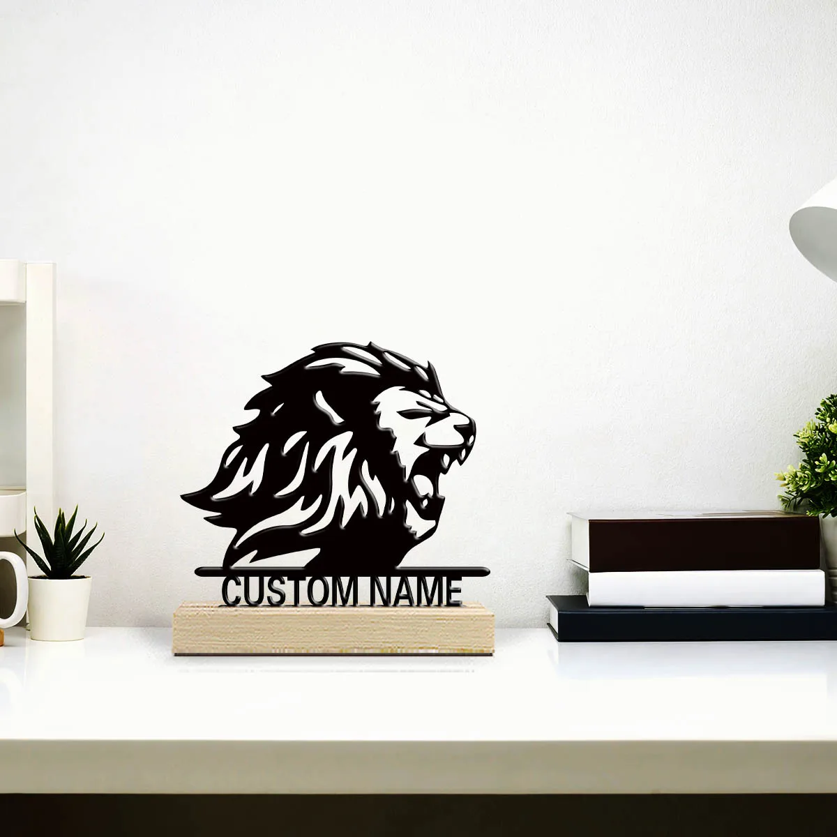 1pc Desktop Metal Ornaments Customizable Name With Wooden Base Suitable for Fireplaces,Study Rooms,and Offices