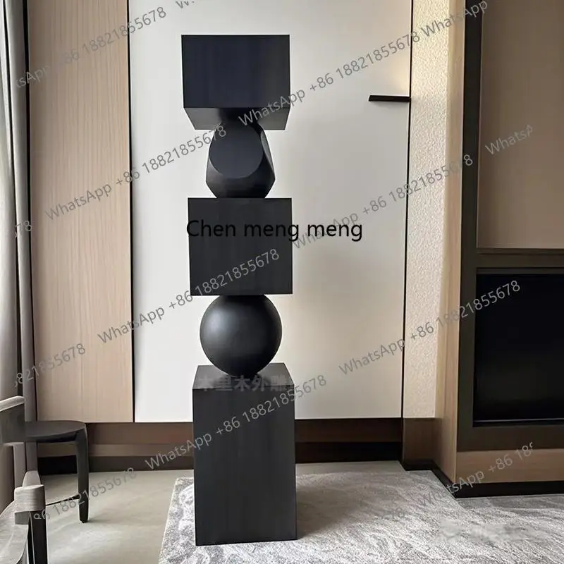 

Hotel B & B Abstract vertical solid wood sculpture Art Sales office Model room wood carving decoration