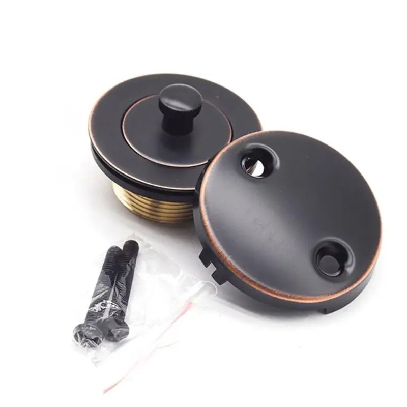 652F Drain Stopper Conversion Assembly Replacement Tub Drain Trim Set with Two-Hole Overflow Faceplate Enduring