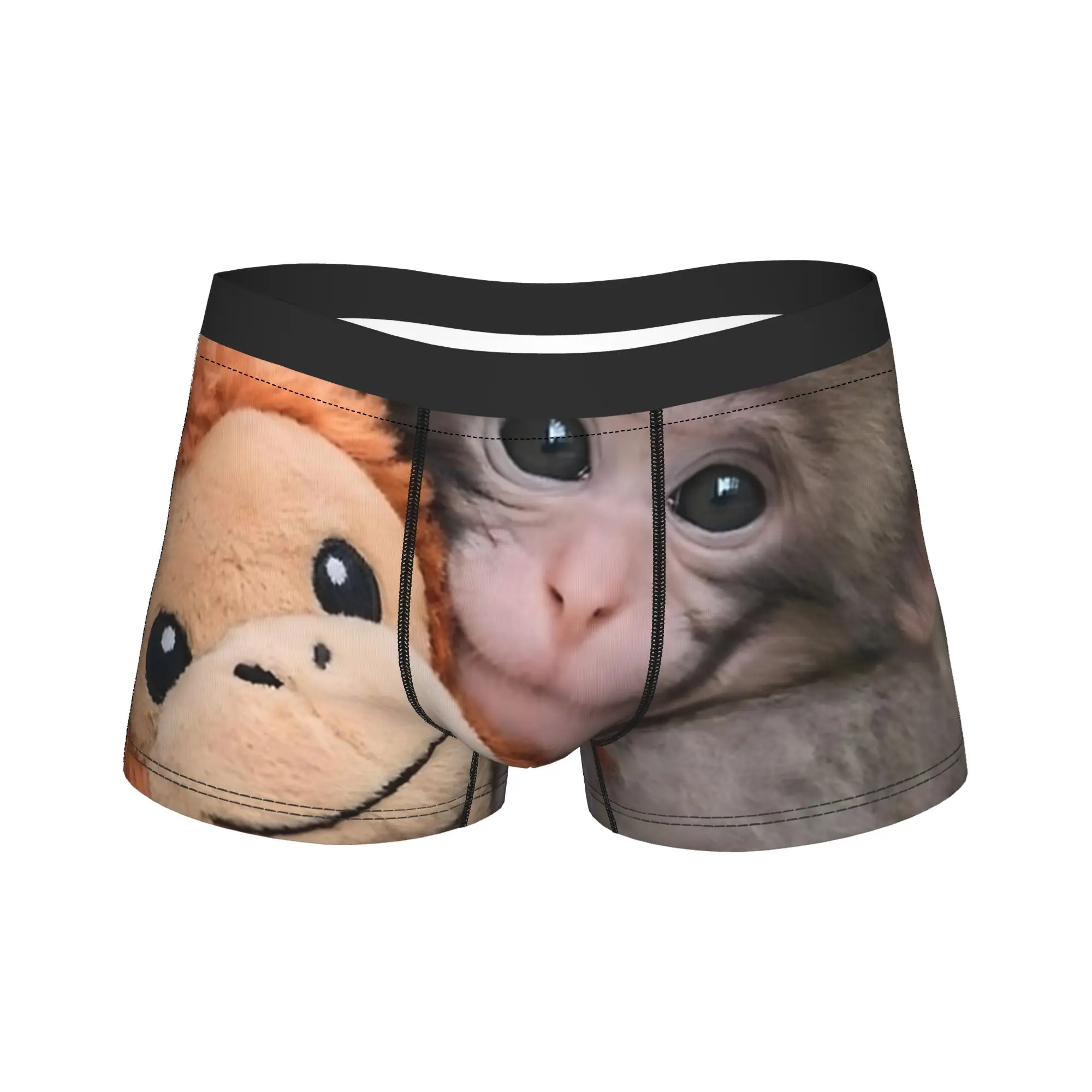 

Men Baby Monkey Punch Monkey And His Toy Friend Long Underwear Funny Boxer Briefs Shorts Panties Male Soft Underpants M-XXL