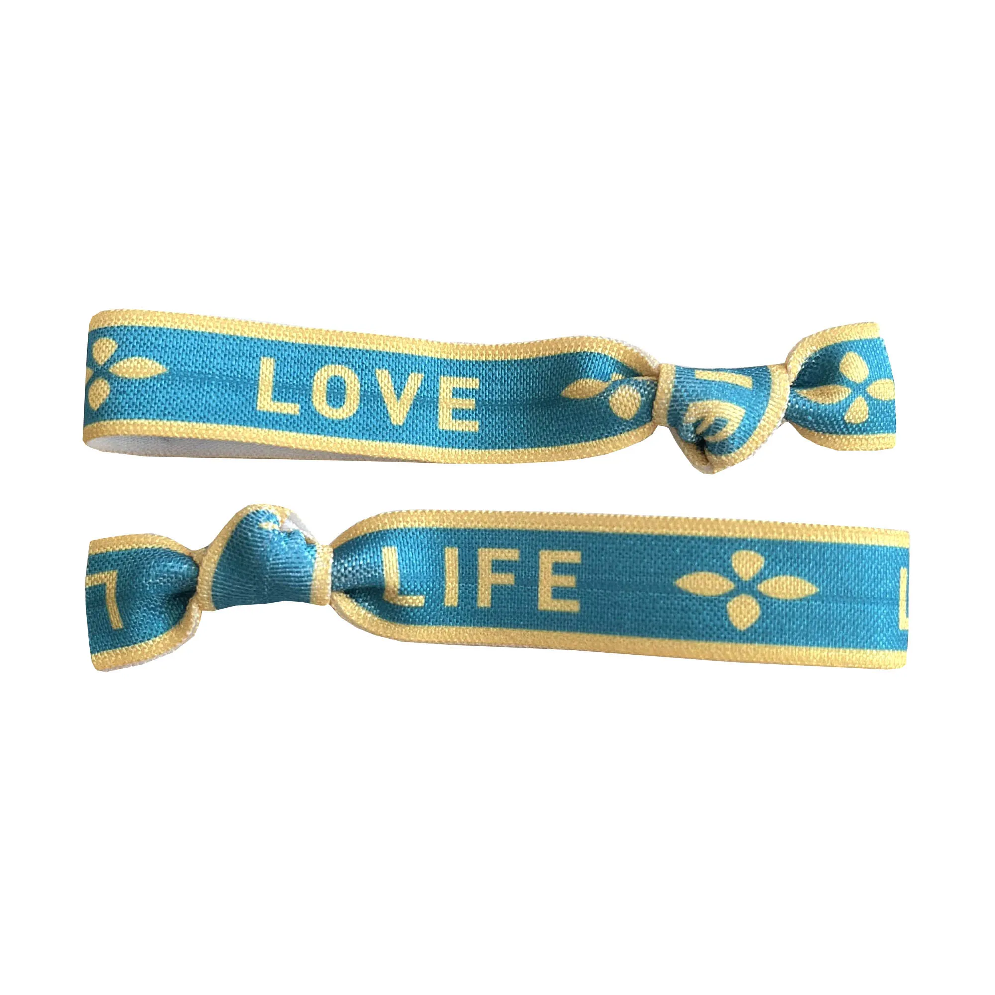 100 Stück Happiness AMOUR LABELLE geknotetes Haargummi-Armband Good Vibes Carpe Diem Love Print Pferdeschwanzhalter Gummiband-Armband – Detail 22
