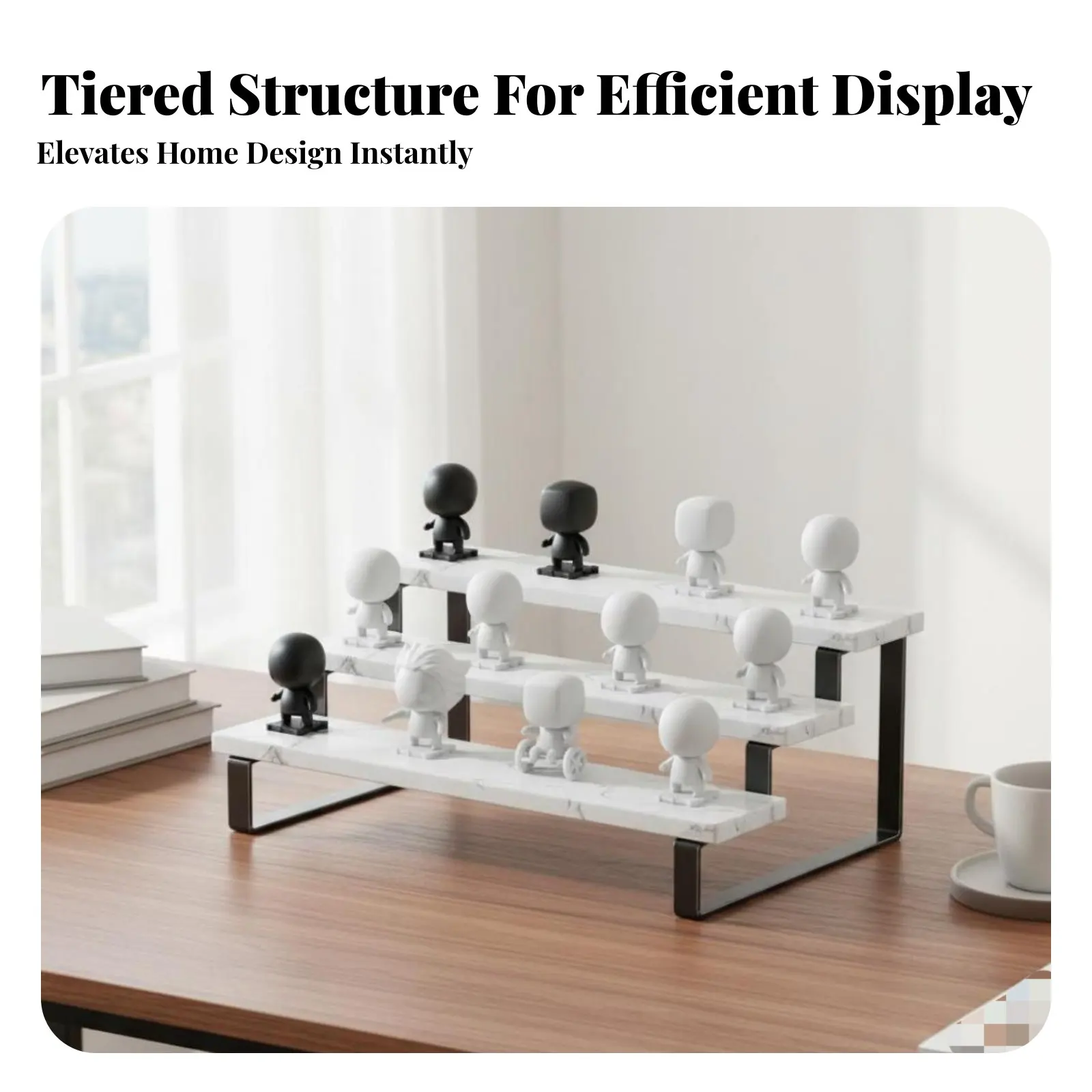 

Surprise Box Storage Rack Space-Saving Tiered Display Stand Figurine Display Riser Accessible Design Step Shelf Organizer Easy