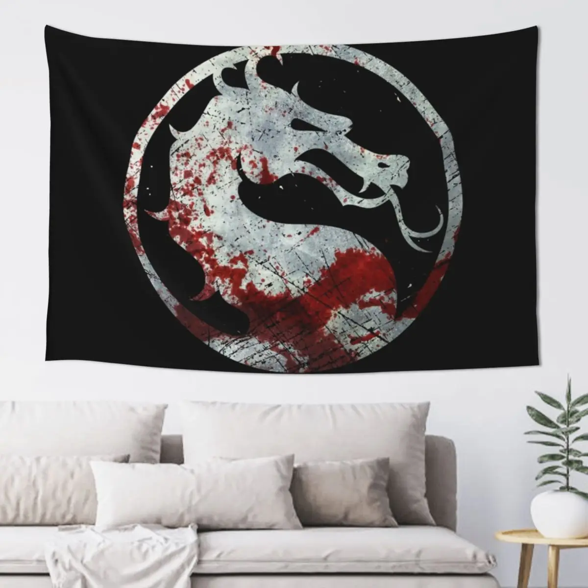 

Mortal Kombat - Vintage Silver Tapestry Wall Hangings Decoration Decoration Aesthetic Tapestry