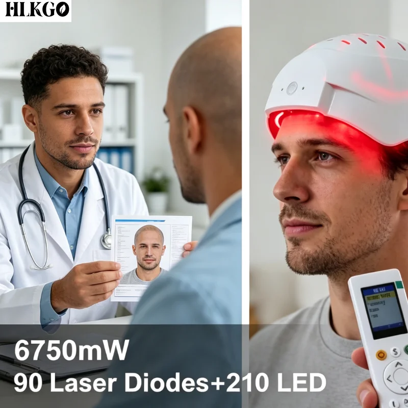 Professional 300 Diodes 6750mW 650nm COZING-300Pro Laser Hair Growth Helmet USB Rechargeable Wireless Home Device