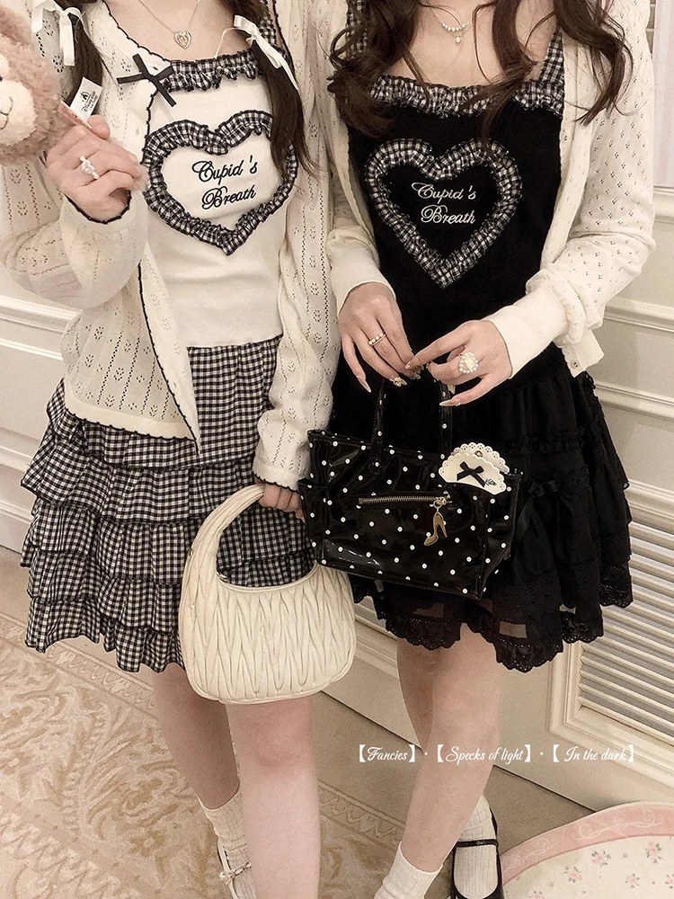 

Cute Crop Top Women Summer Lolita Style Cropped Heart Shaped Tops for Sweet Girls Kawaii Clothes