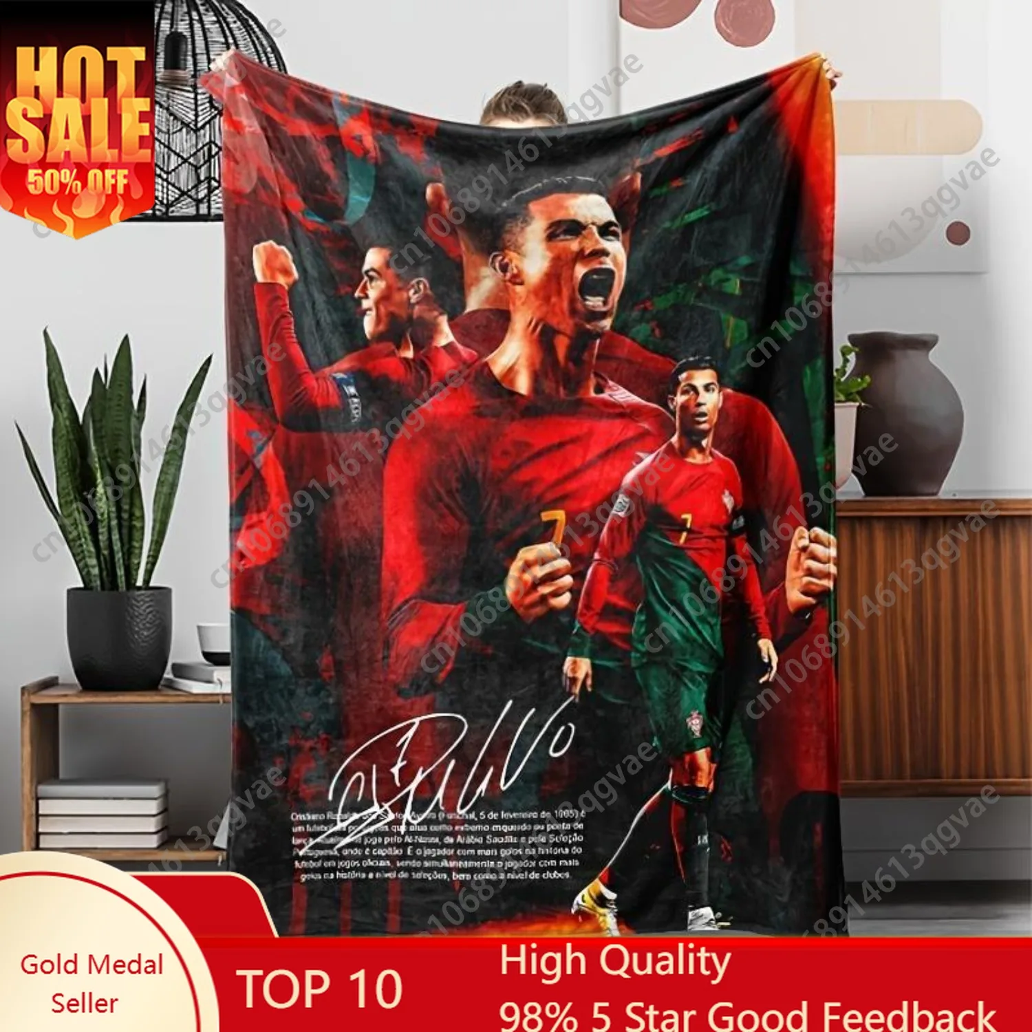 

Football Star C-CristianoS Print Throw Blanket Soft Funny Flannel Blanket For Living Room Bedroom Bed Sofa Picnic Ronaldo CR7