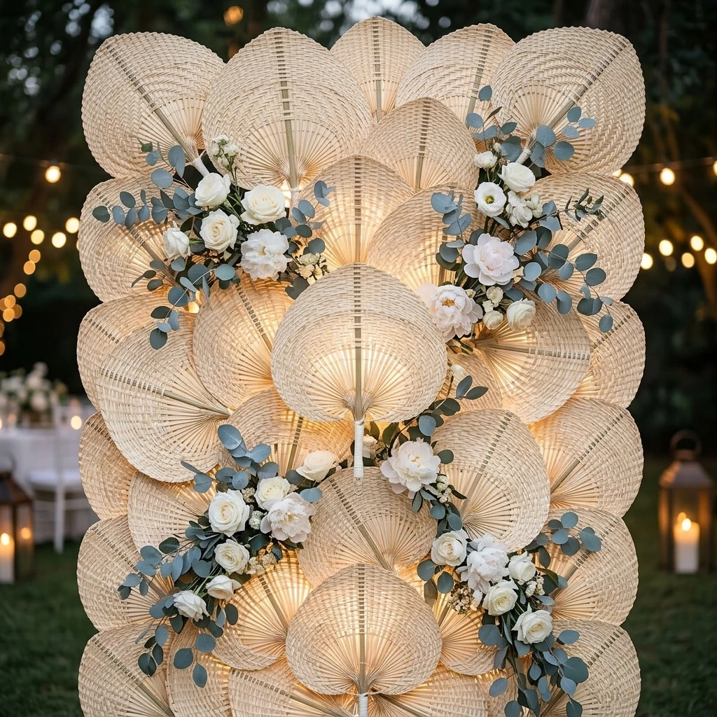 Boho Wedding Favors for Guests Bulk Natural Hand Woven Raffia Fans for Outdoor Summer Wedding Decor Rustic Farmhouse Party Cooli