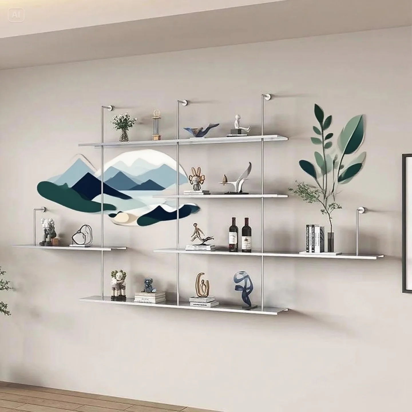 Prateleira de parede estante de armazenamento doméstico simples e moderno rack de exibição decorativo