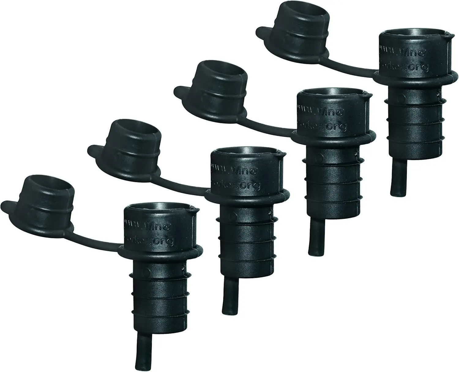

4-Pack Black Wine Bottle Stopper Pourer Aerator Filter Dispenser Spout with Cap