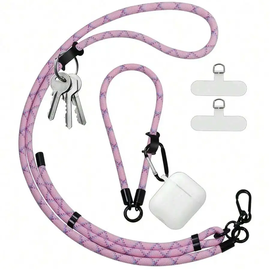 

Adjustable Phone Lanyard With Key Ring And Airpods Holder Purple