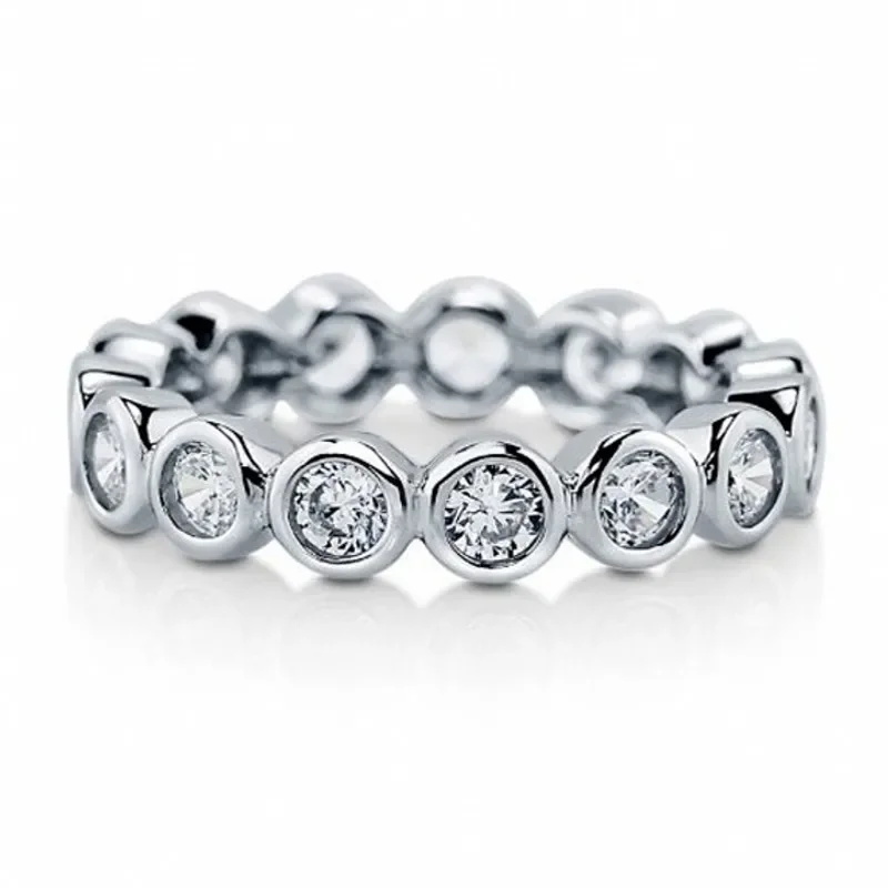 ETERNITY Sterling Silver BAND ENGAGEMENT WEDDING RINGS DIAMOND simulated PLATINUM