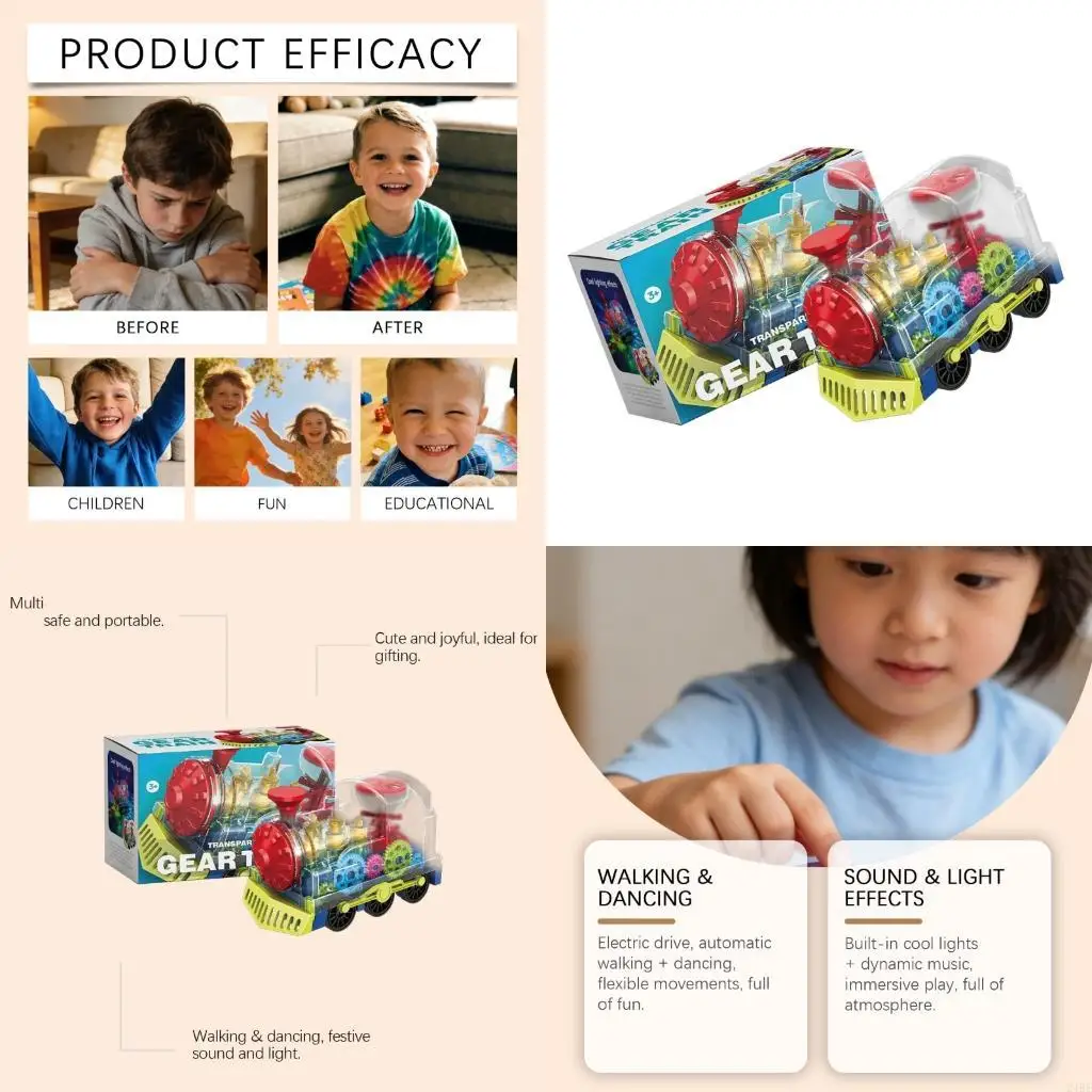 

Забавная развивающая игрушка-электропоезд с зубчатой ​​передачей для детей, позволяющих изучить базовую механику и творчество