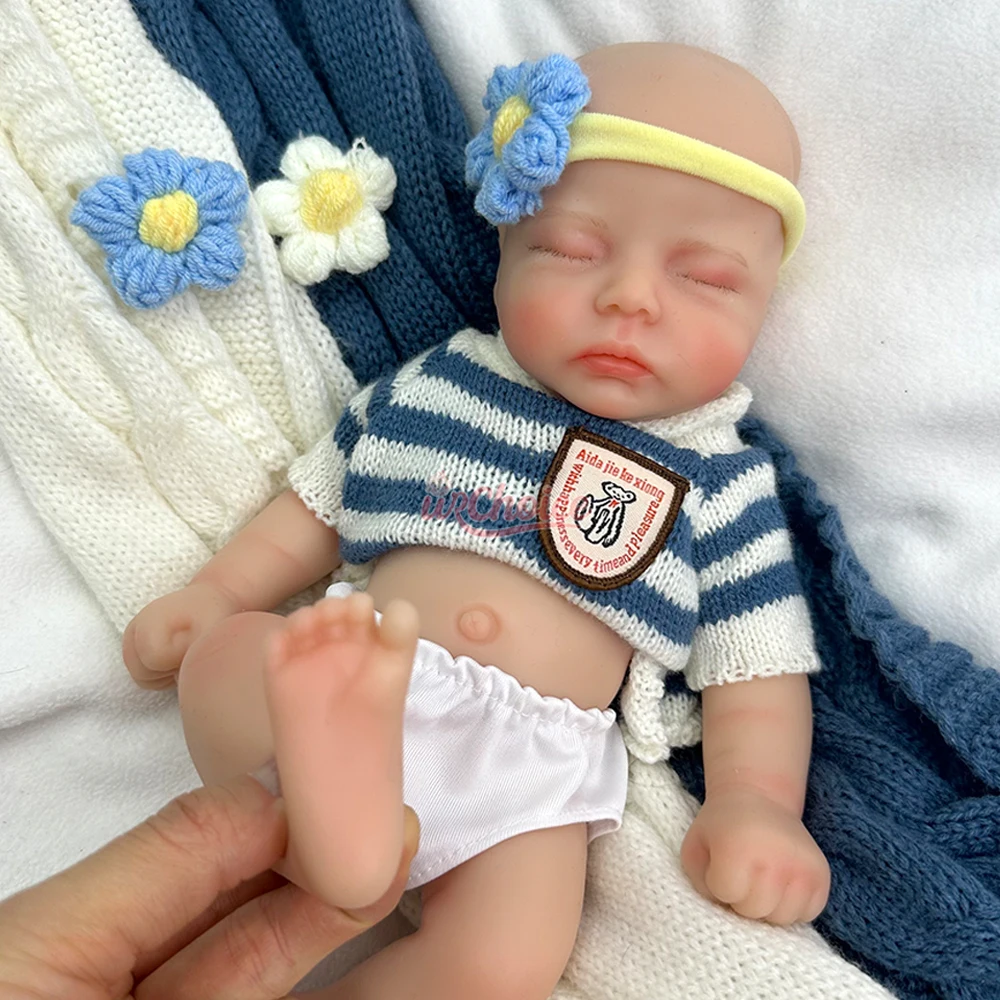 

Sleeping 12" Mini Full Body Silicone Reborn Baby Girl Hand Painted Reborn Doll Hyper-Realistic Newborn Doll Cute Mini Art Doll
