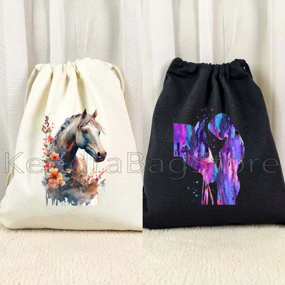 

Красочный акварельный лошадь, холст, рюкзак на шнурке, гоночная девушка, цветок, лошадь, живопись, конный спорт, тренажерный зал, сумка-рюкзак