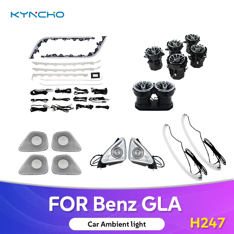 

For Mercedes Benz GLA H247 GLB X247 B CLASS W247 Ambient Light 64 Color Magic Turbine Air Outlet New LED Car Ambient Light