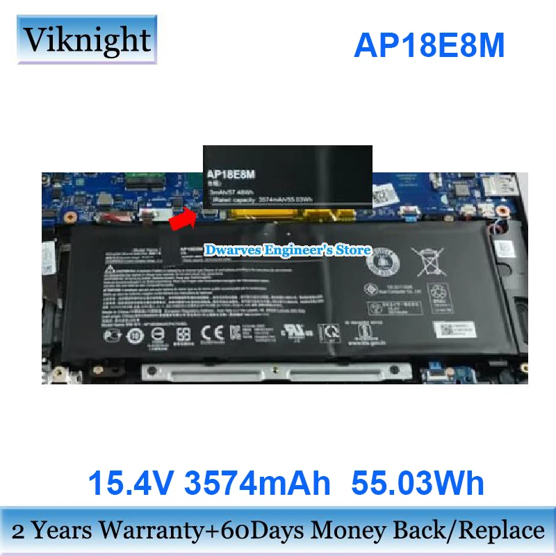 Batterie AP18E8M 15.4V 3574mAh Compatible avec ACER Nitro 5 AN515 ConceptD 5 CN515 Series Aspire 7 A715-74 CN515-71 AN515-54