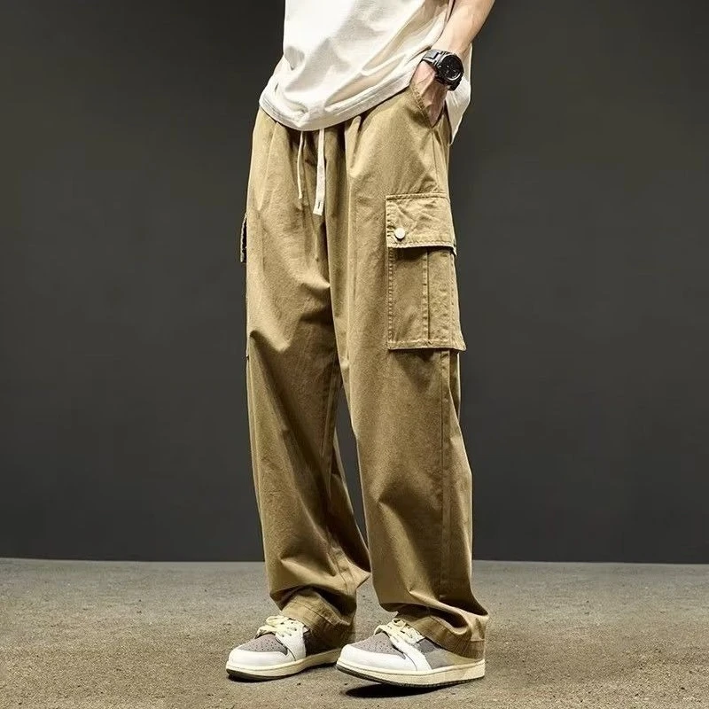 

Spring and Autumn Multi Pocket Straight Cargo Pants for Men Aesthetic Fashion Harajuku Y2k Vintage Casual Emo Baggy Trousers Man