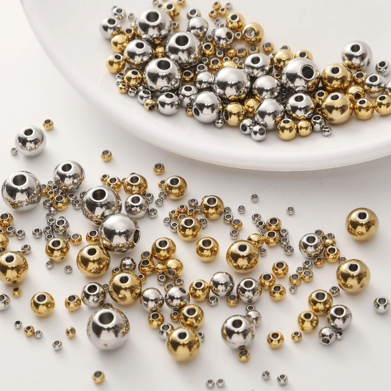 2-8mm Edelstahlperlen, runde lose Abstandsperlen mit Loch für DIY-Bastelarbeiten, Geschenkdekoration, Zubehör für Kleidung. – Detail 3
