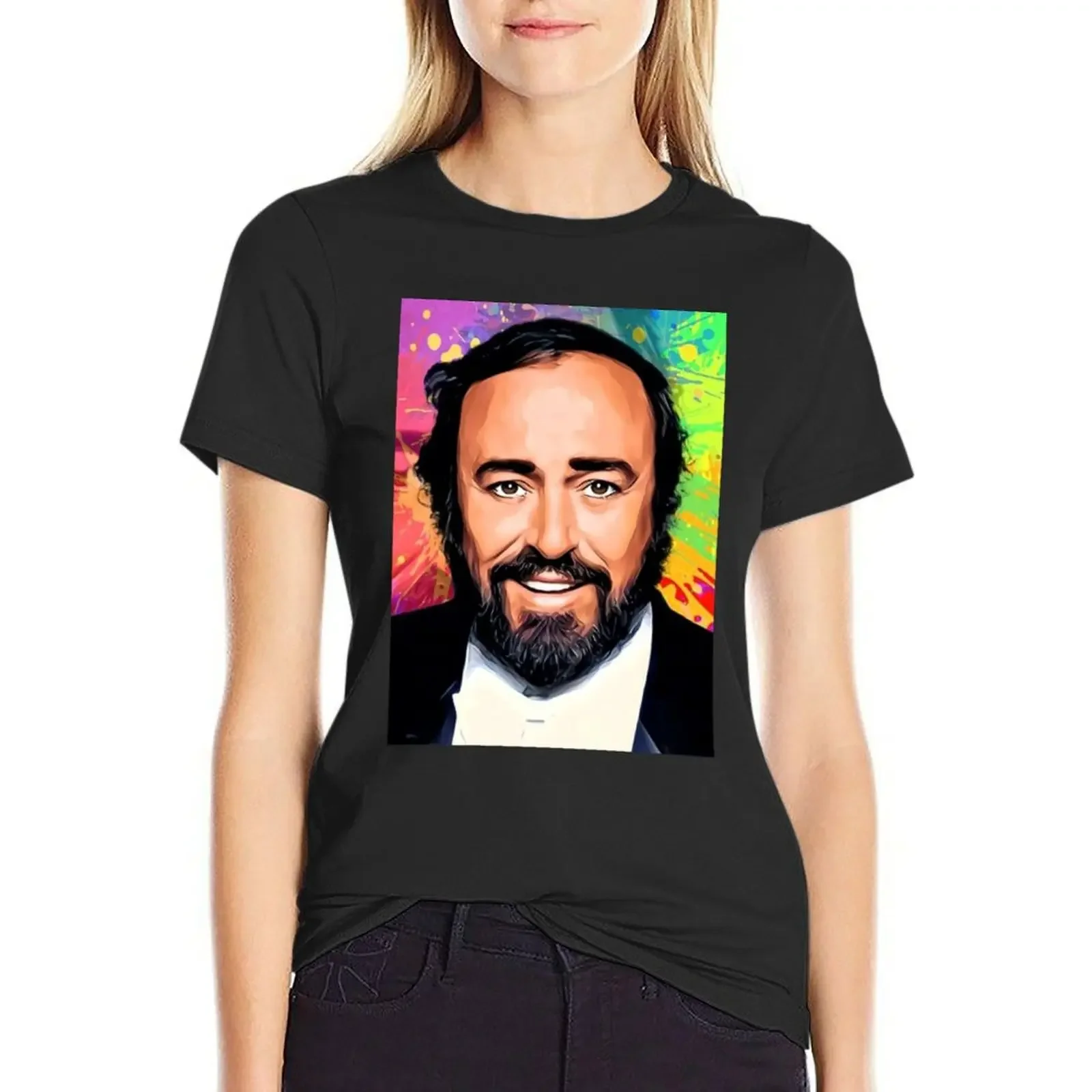 

Luciano Pavarotti Artistic Portrait Style Pop Tribute T-Shirt sublime kawaii clothes new edition summer clothes for Women
