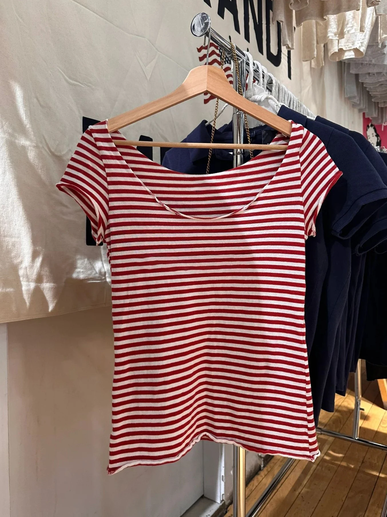 

Sexy Slash Neck Red Striped T-shirt Women Summer New Raw Hem Slim Cotton Short Sleeve Tee Shirts Female Vintage Tshirt Y2K Tops