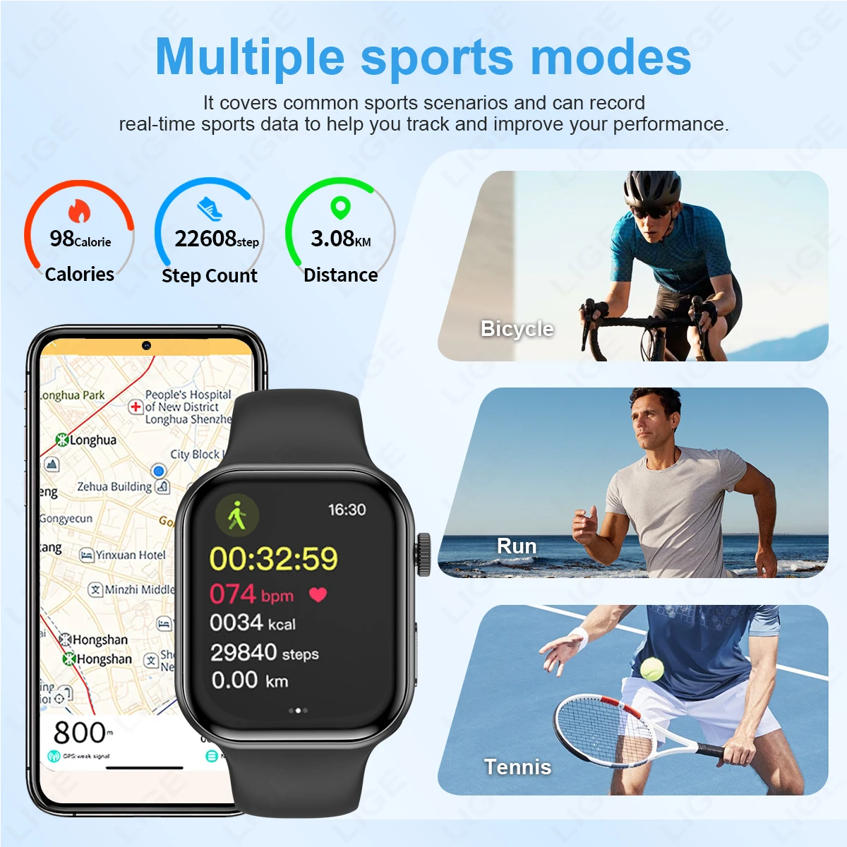 2.01"HD Full Touch Screen Women BT Call Smart Watch Heart Rate Monitoring Smartwatches Waterproof Men Smartwatch For Android iOS