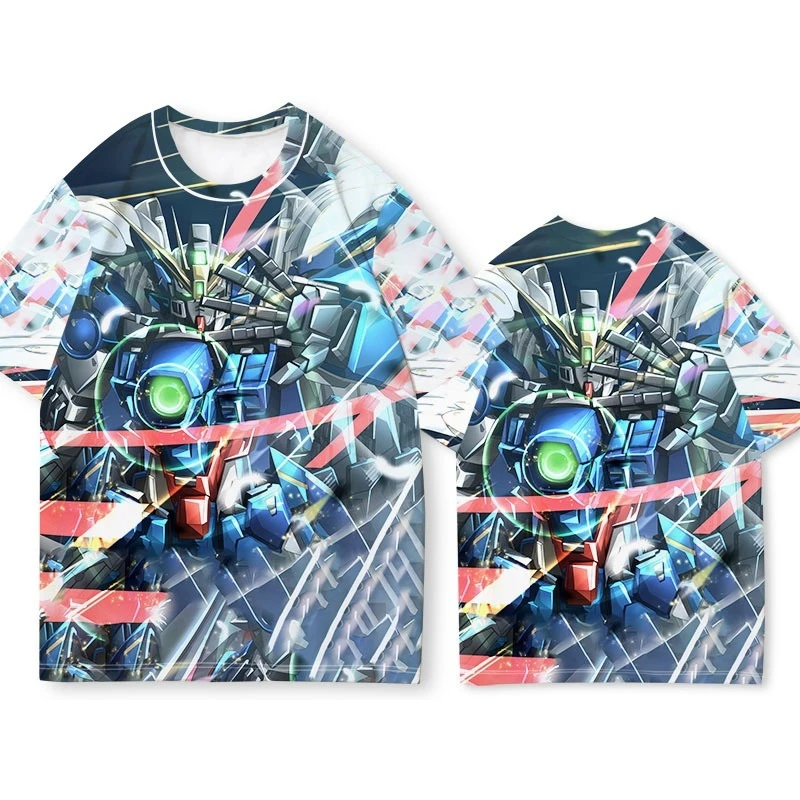 ガンダムアニメ Tシャツ メカ戦士 ダイナミックバトルプリント ユニークなバンダイ風両面デザイン アニメファンの必需品