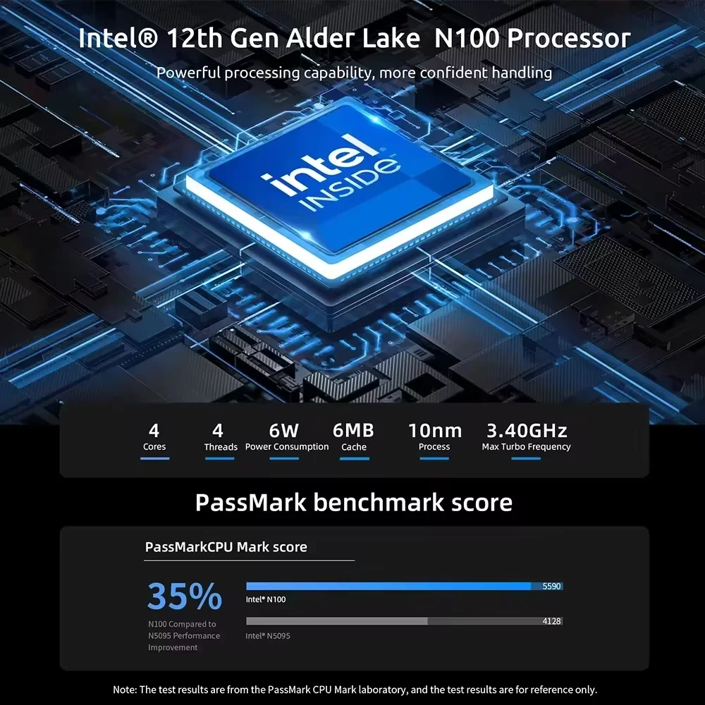 BMAX - Micro Desktop B4Plus, Intel N100 16 GB DDR4 512 GB SSD, Windows 11 Supports 4K 2 x HDMI1 x Type-C Small Computer