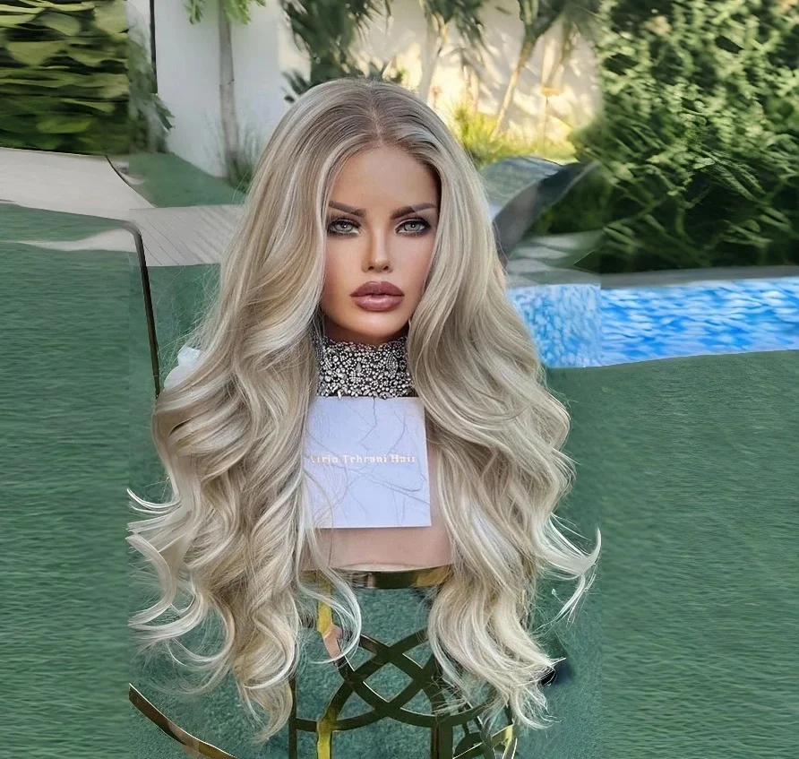 

Выделите объемные волны синтетические кружевные фронтальные парики женские пушистые смешанные цвета HD прозрачные кружевные парики светло-русый костюм женский