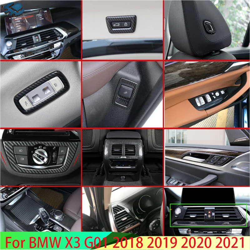 

Для BMW X3 G01 2018 2019 2020 2021, автомобильные аксессуары, стиль из углеродного волокна, внутренняя отделка, полный комплект, 28 шт.