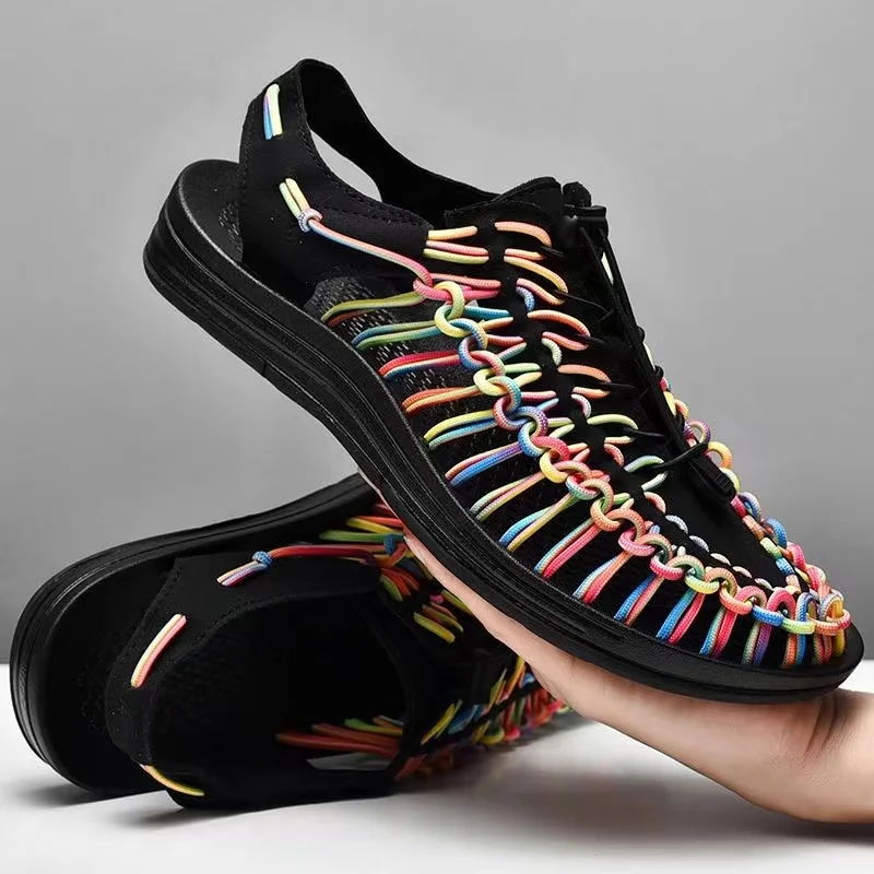 

2026 Summer new style men's and women's woven rope sandals casual open-toe Roman shoes outdoor non-slip beach wading shoes