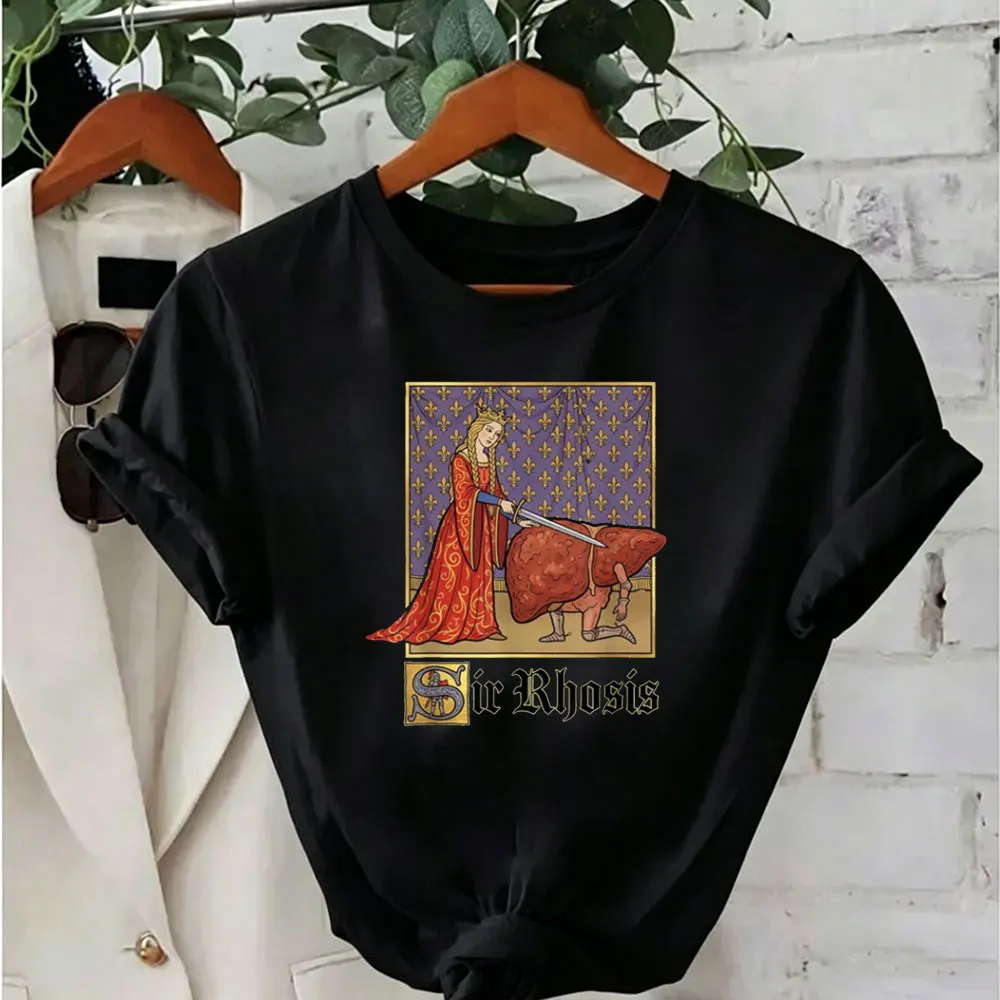 Sir Rhosis Medieval Pun Meme Funny Liver Drunk T-Shirt Unisex T-Shirt Interesting Graphics Tops Oversized O-neck Printed Tees