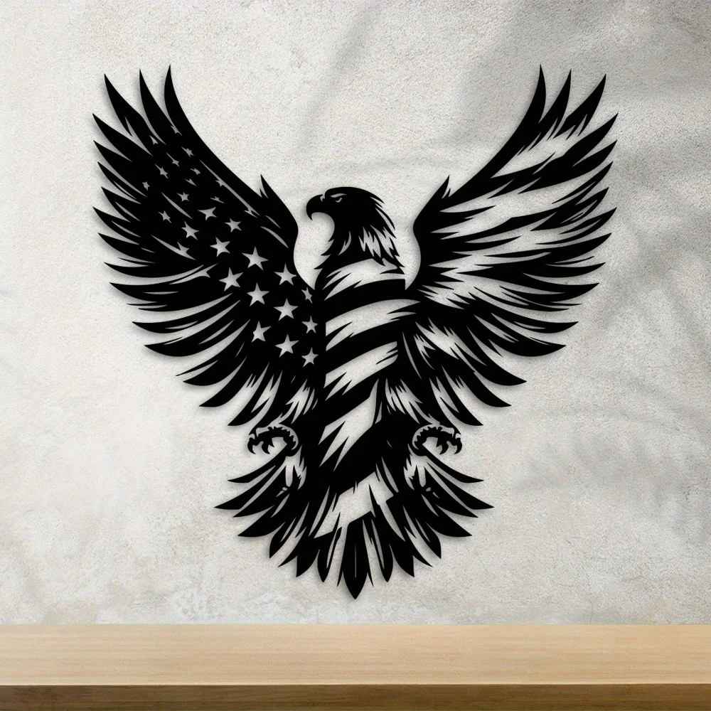 CIFBUY Metal Wall Art USA Flag Eagle Hanging Laser Cut Decor Indoor Outdoor Patriotic Gift