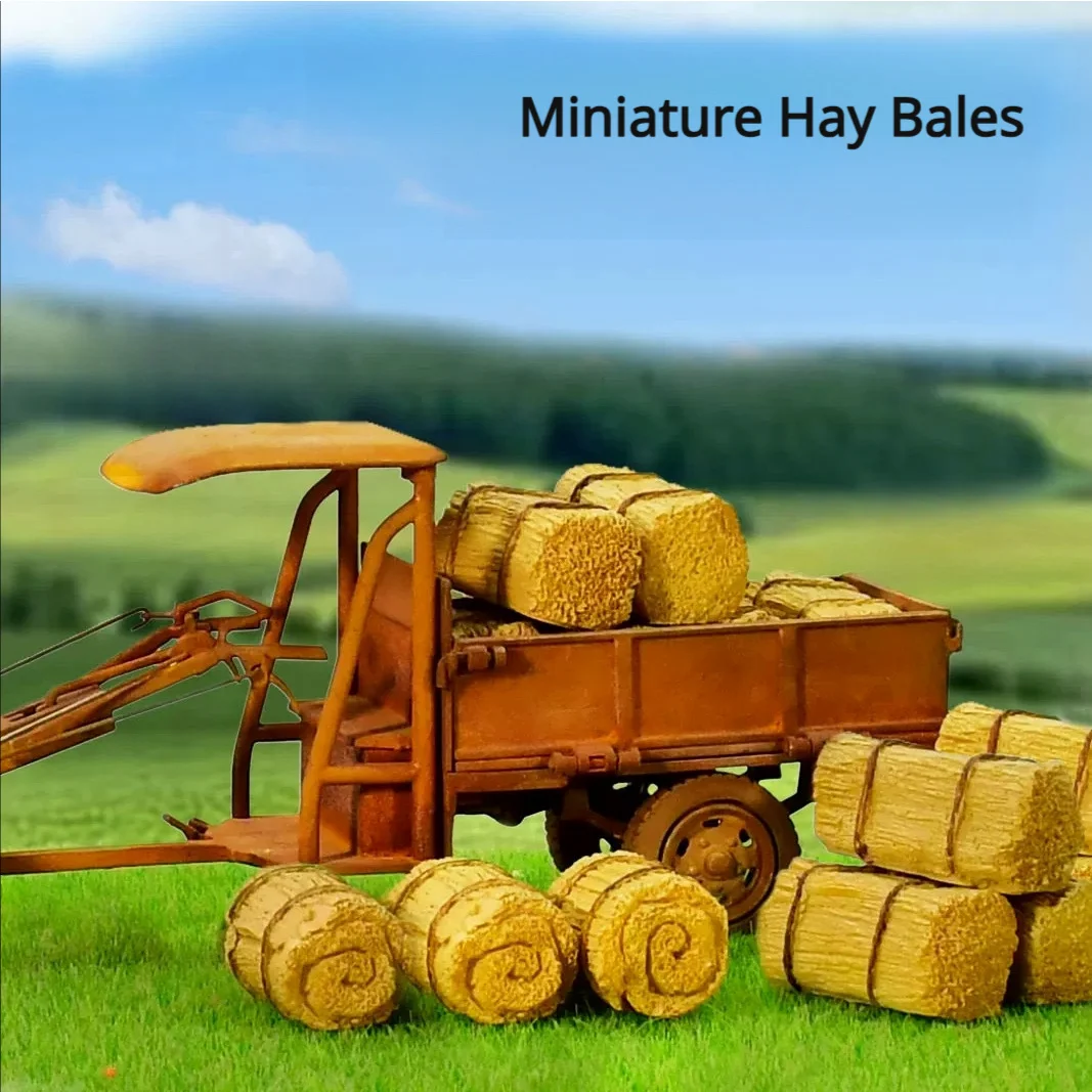 3pcs Mini Hay Bales Set, Miniature Figurine Farming Cart Straw, Simulation Hay Bales,DIY Mini House Decoration Garden Decoration