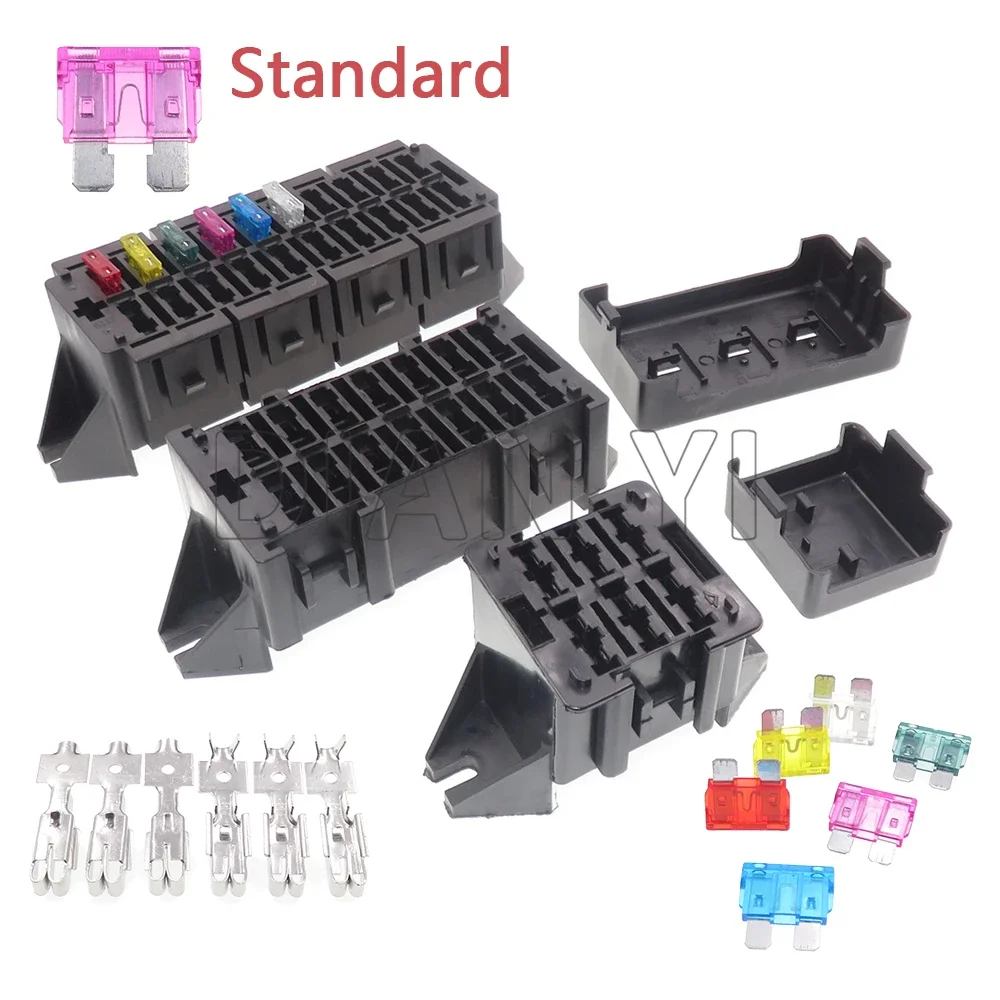 1 Set 6/14/20 Way AC Assembly Car Electronics Accessories Middle Blade Fuse Box with Crimp Terminal Medium Car Fuse Holder
