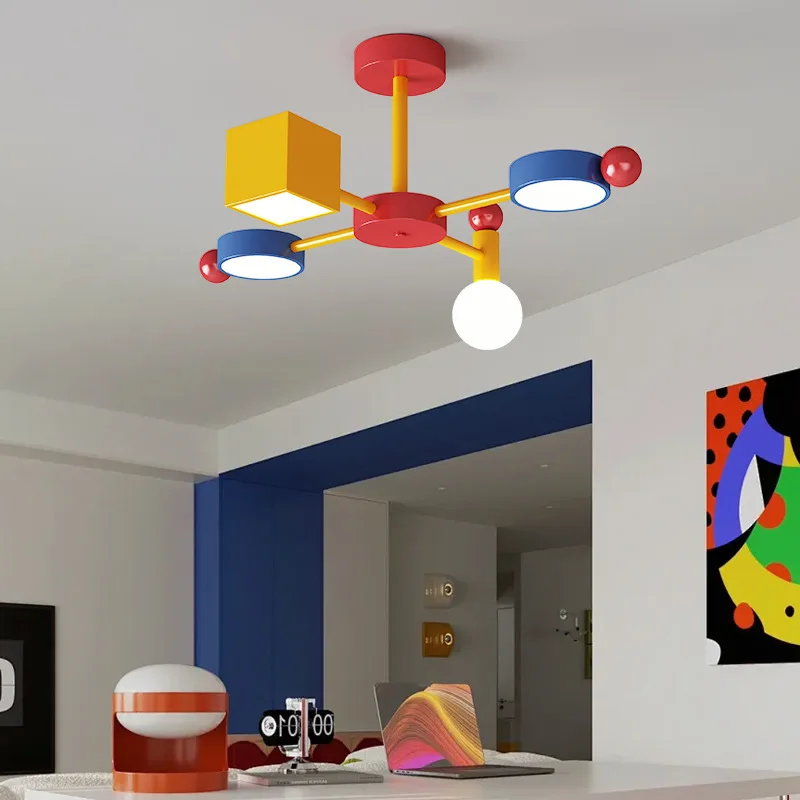 Memphis Pendant Lights Medieval Color Macaron Children Bedroom Lighting for Parlor Dining Room Cafes Indoor LED Lighting Fixture